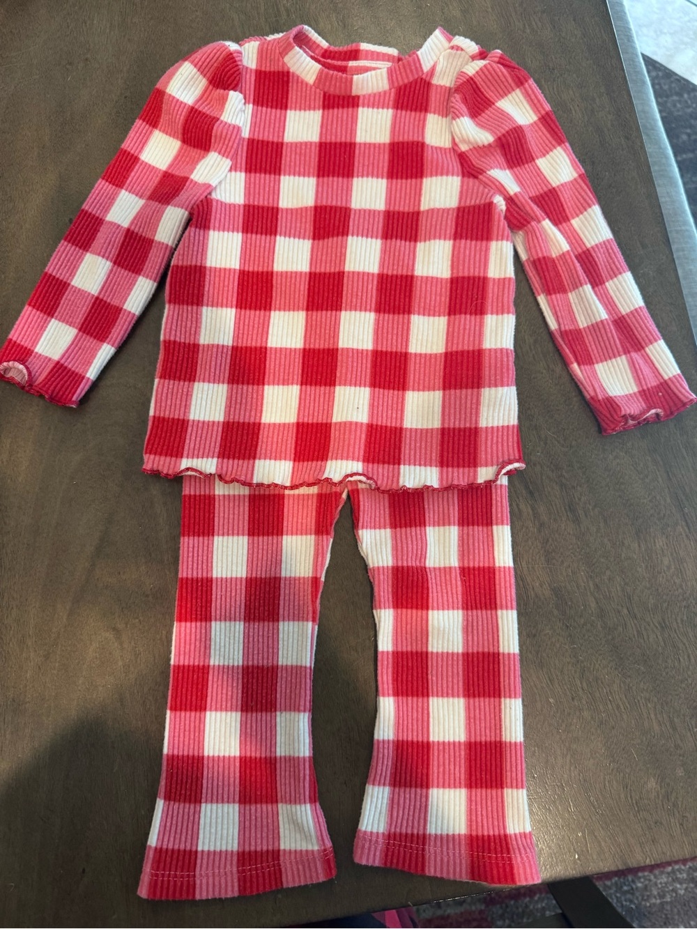 Cat & Jack Baby Girl Pink Red Plaid Set 12 Months Long Sleeve/Pants